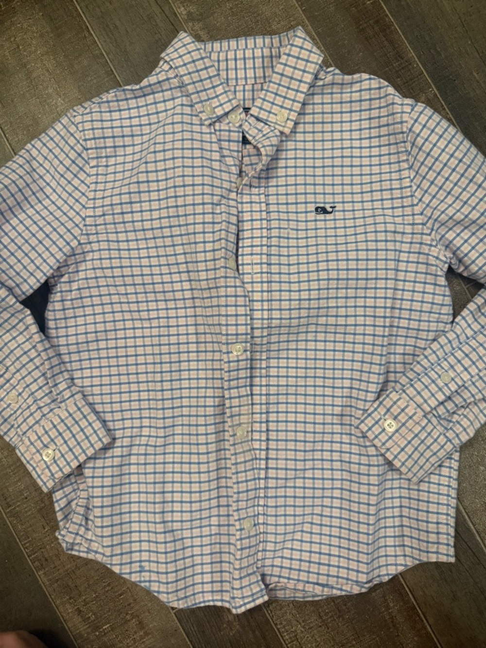 Vineyard Vines Boys Button-Down Plaid Shirt - Light Blue & White